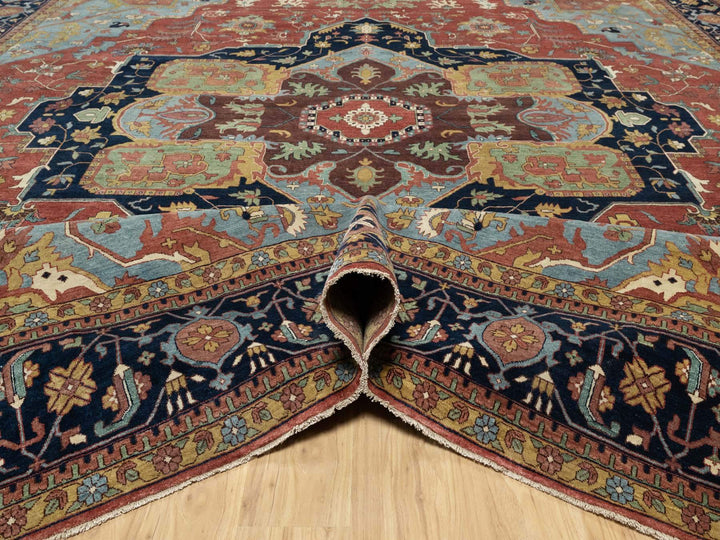 13'9" x 16'2" New Hand Knotted Red Wool Rectangle Oriental Rug - MOA10290744