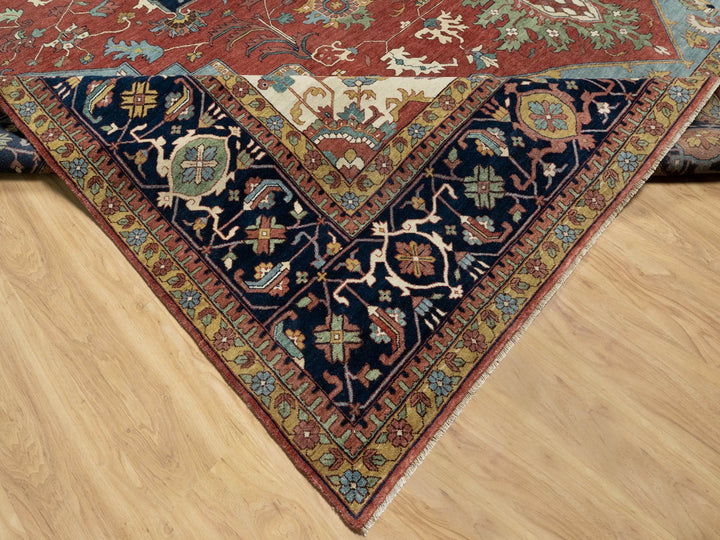 13'9" x 16'2" New Hand Knotted Red Wool Rectangle Oriental Rug - MOA10290744
