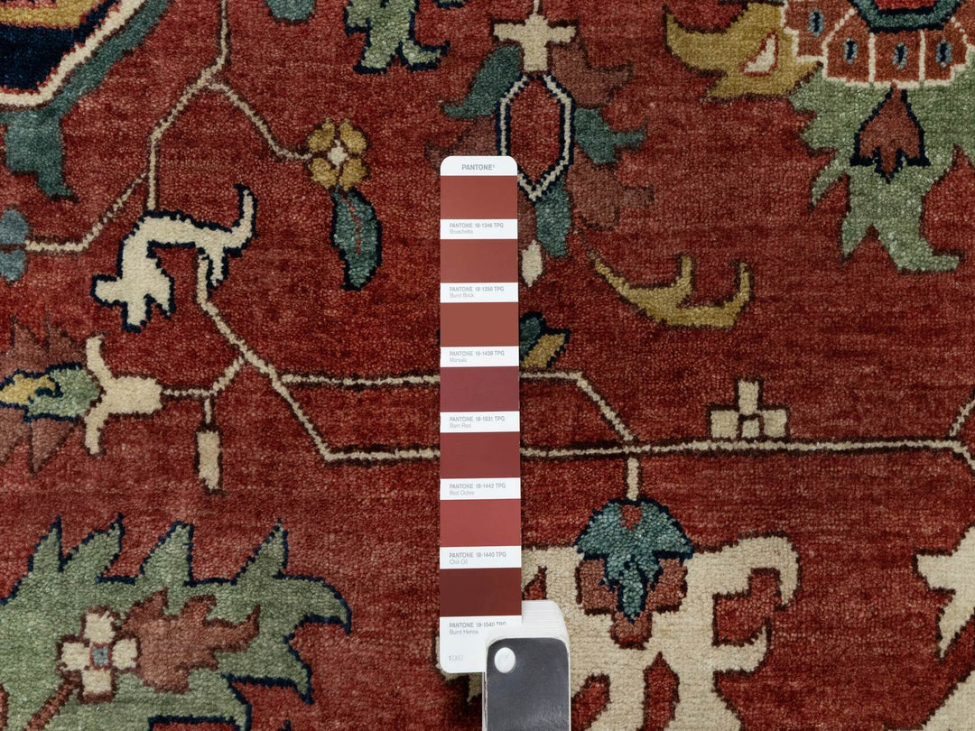 13'9" x 16'2" New Hand Knotted Red Wool Rectangle Oriental Rug - MOA10290744