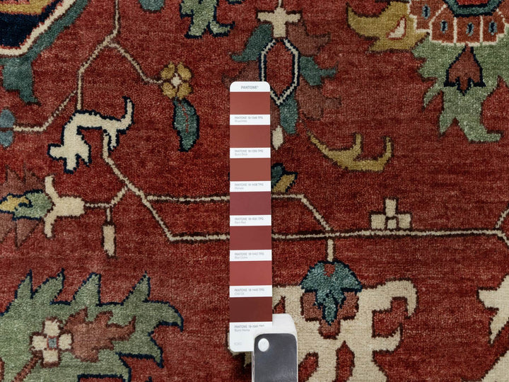 13'9" x 16'2" New Hand Knotted Red Wool Rectangle Oriental Rug - MOA10290744