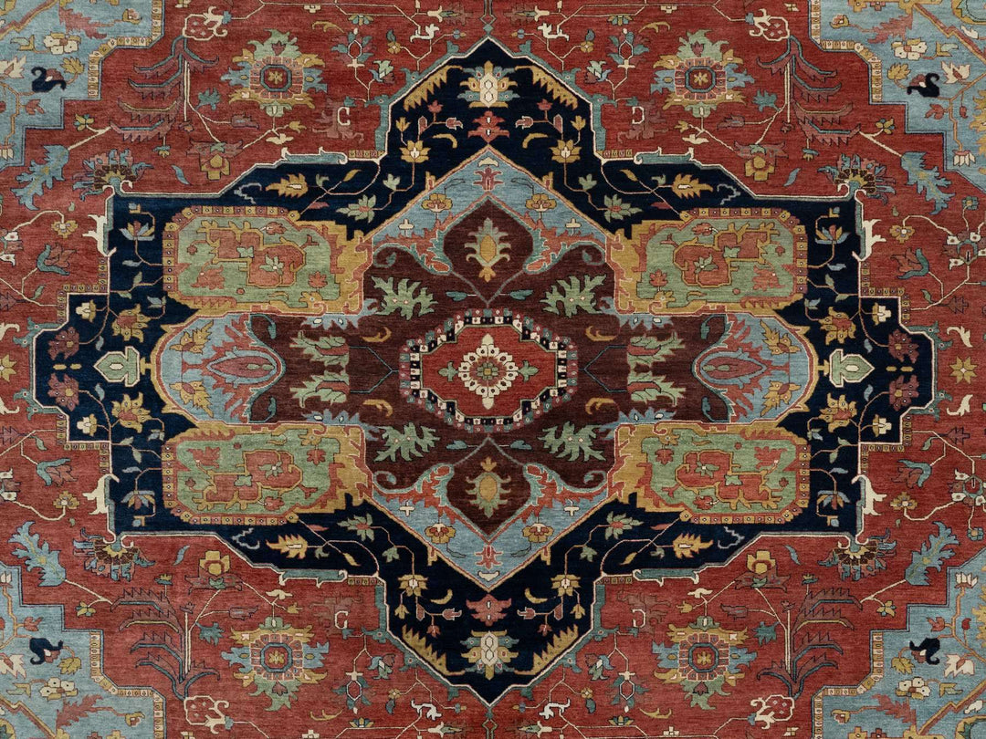 13'9" x 16'2" New Hand Knotted Red Wool Rectangle Oriental Rug - MOA10290744