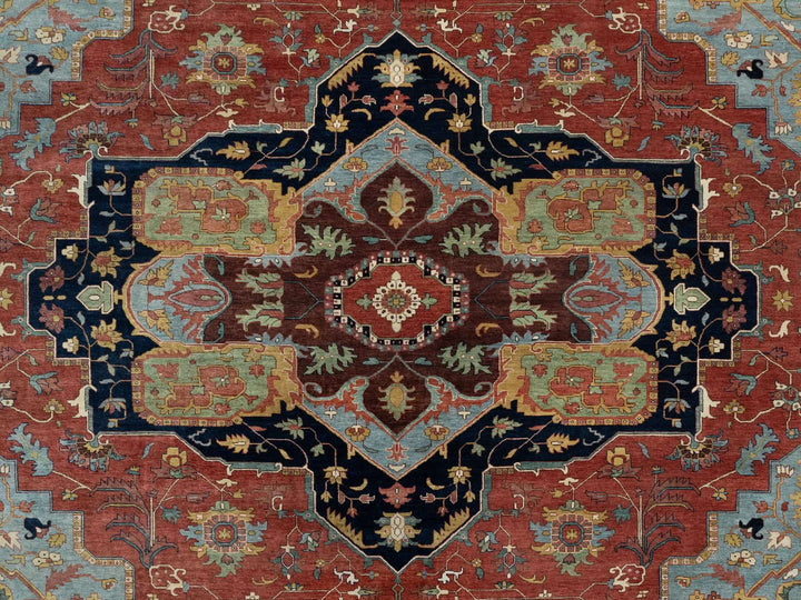 13'9" x 16'2" New Hand Knotted Red Wool Rectangle Oriental Rug - MOA10290744