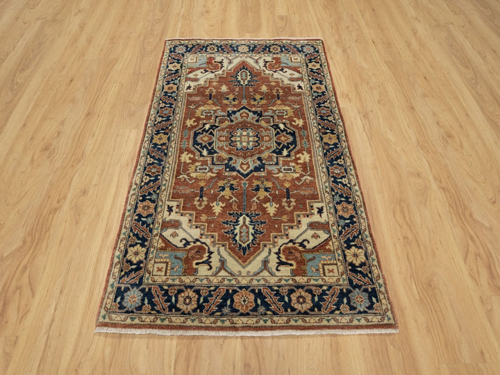 3'1" x 5'2" New Hand Knotted Red Wool Rectangle Oriental Rug - MOA10290747