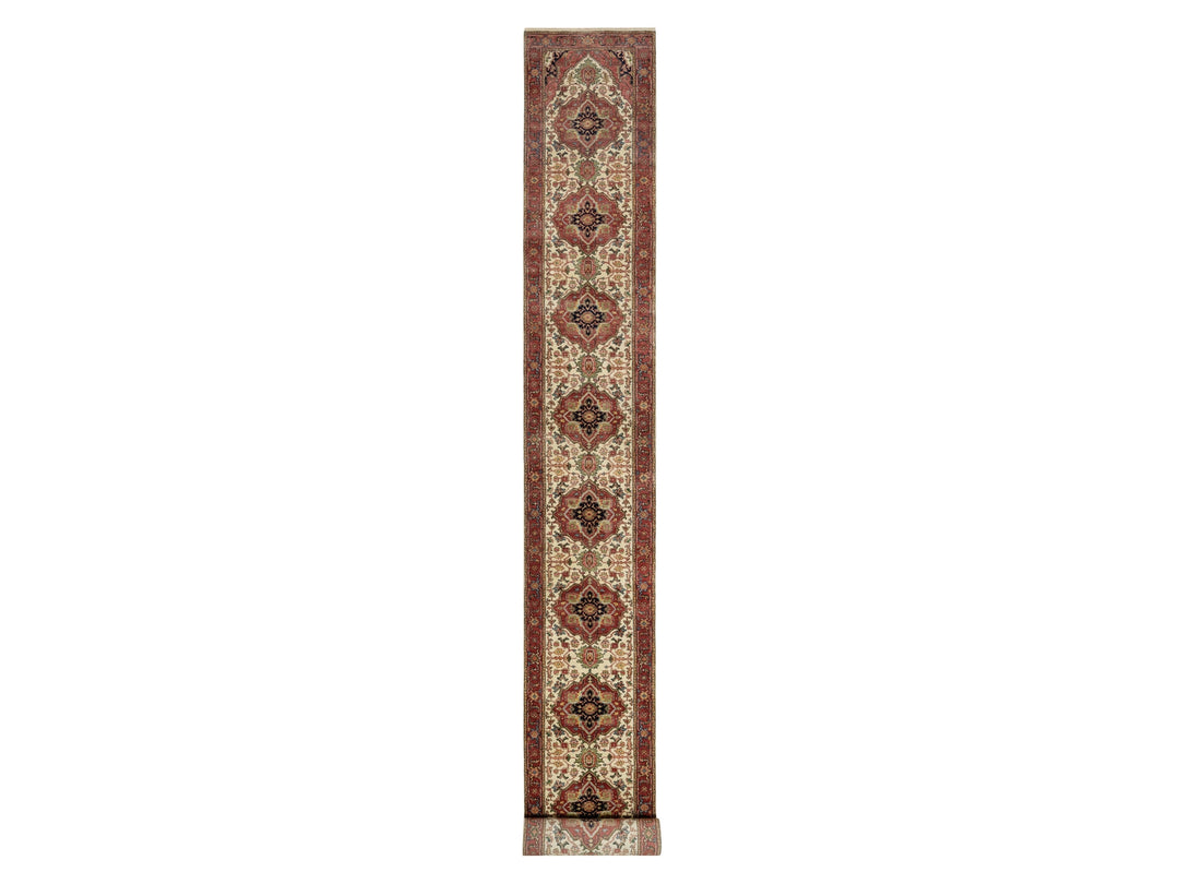 2'5" x 25'6" New Hand Knotted Ivory Wool Runner Oriental Rug - MOA10290750