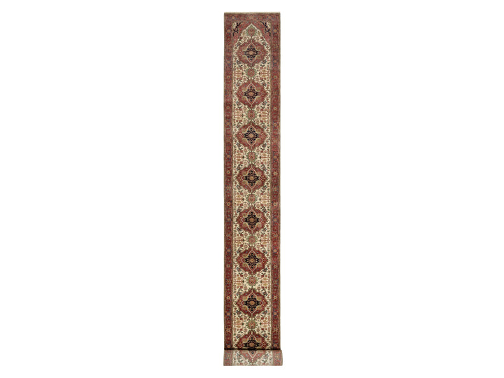 2'5" x 25'6" New Hand Knotted Ivory Wool Runner Oriental Rug - MOA10290750