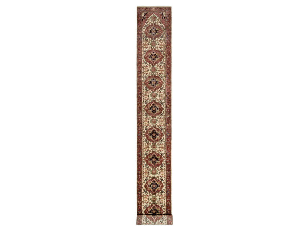 2'7" x 25'5" New Hand Knotted Ivory Wool Runner Oriental Rug - MOA10290751