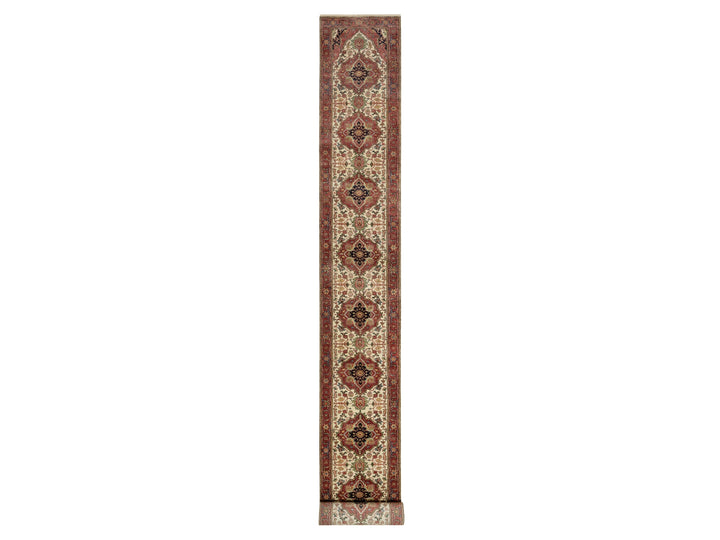 2'7" x 25'5" New Hand Knotted Ivory Wool Runner Oriental Rug - MOA10290751