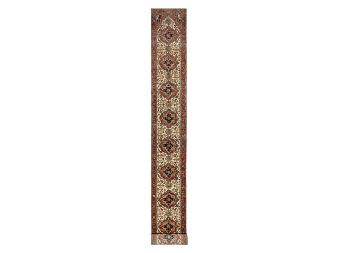 2'7" x 21'10" New Hand Knotted Ivory Wool Runner Oriental Rug - MOA10290752