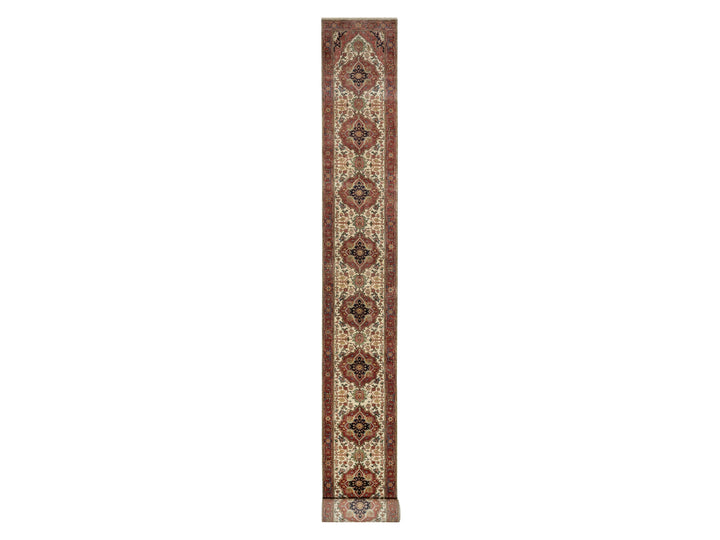 2'7" x 21'10" New Hand Knotted Ivory Wool Runner Oriental Rug - MOA10290752