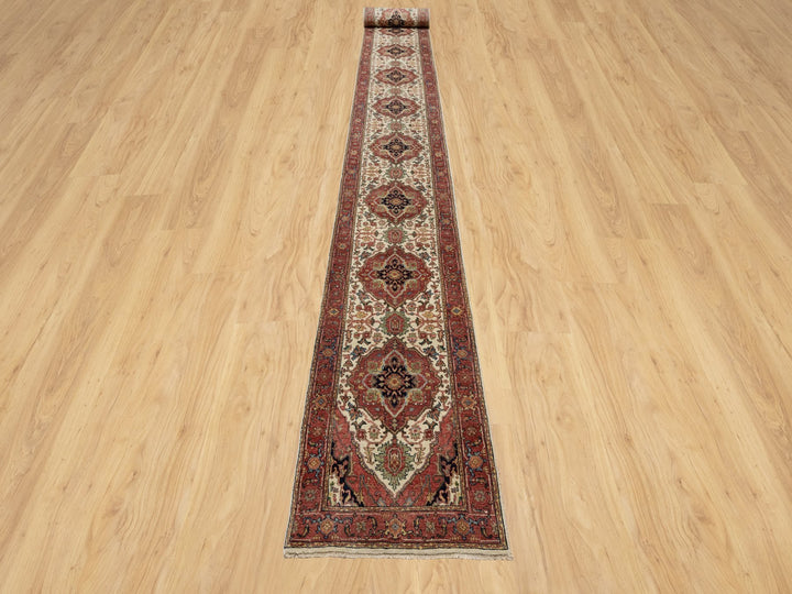 2'7" x 21'10" New Hand Knotted Ivory Wool Runner Oriental Rug - MOA10290752