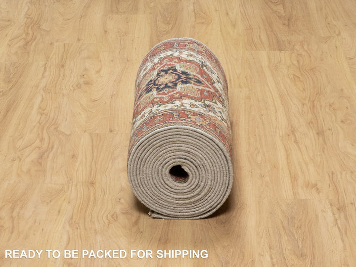2'7" x 21'10" New Hand Knotted Ivory Wool Runner Oriental Rug - MOA10290752