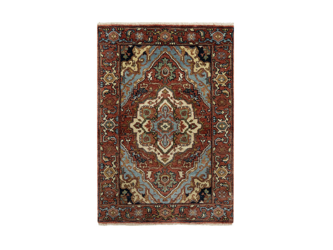 2'0" x 3'2" New Hand Knotted Red Wool Rectangle Oriental Rug - MOA10290755
