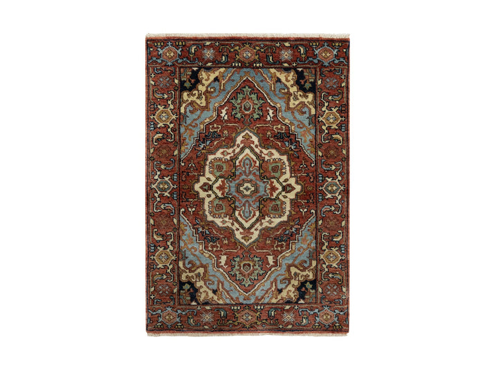 2'0" x 3'2" New Hand Knotted Red Wool Rectangle Oriental Rug - MOA10290755