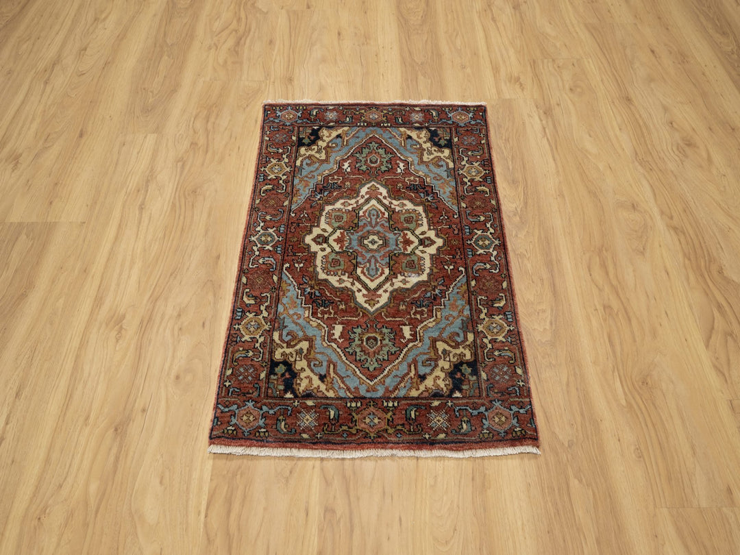 2'0" x 3'2" New Hand Knotted Red Wool Rectangle Oriental Rug - MOA10290755