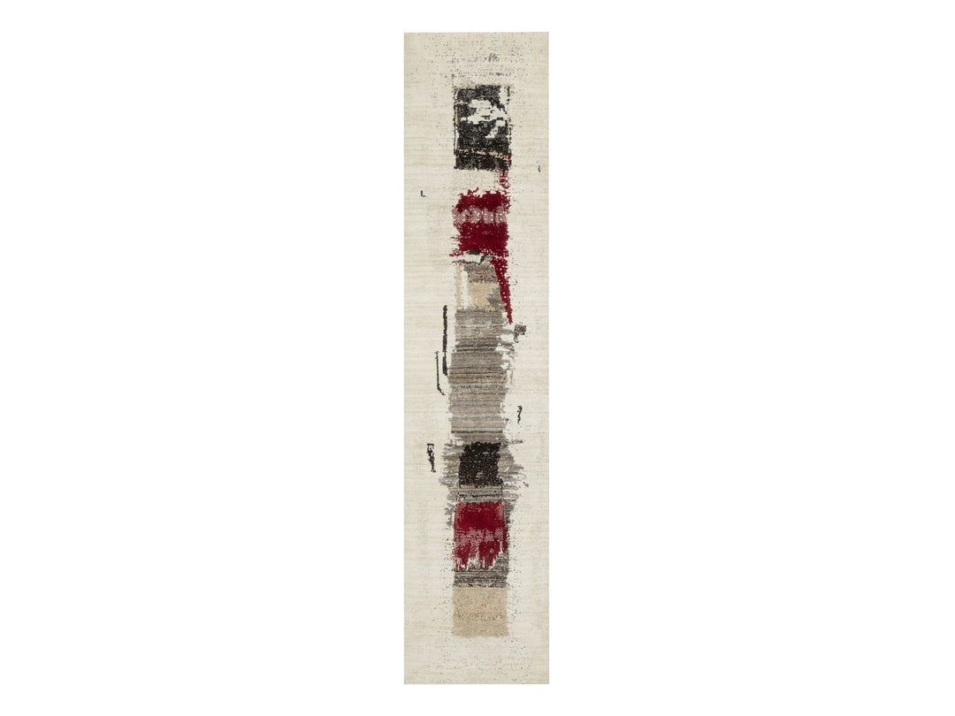 2'6" x 11'7" New Hand Knotted Ivory Wool Runner Oriental Rug - MOA10290760