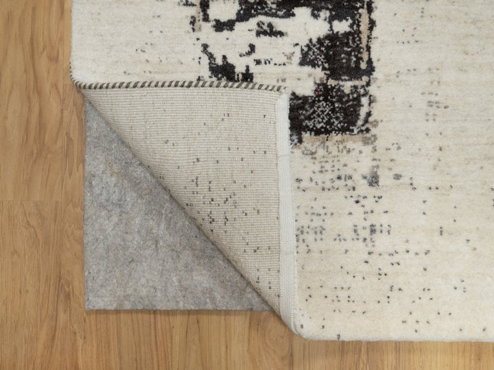 2'6" x 11'7" New Hand Knotted Ivory Wool Runner Oriental Rug - MOA10290760