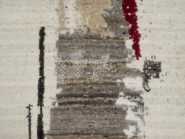 2'6" x 11'7" New Hand Knotted Ivory Wool Runner Oriental Rug - MOA10290760