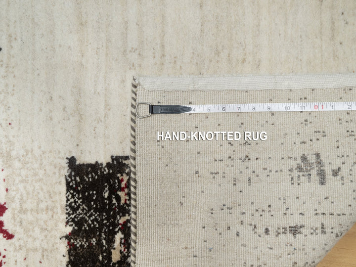 2'6" x 11'7" New Hand Knotted Ivory Wool Runner Oriental Rug - MOA10290760