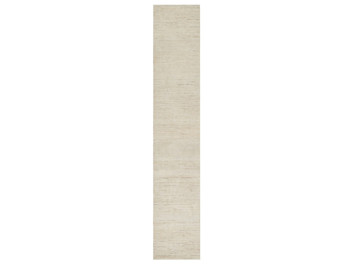 2'6" x 13'9" New Hand Knotted Ivory Wool Runner Oriental Rug - MOA10290762