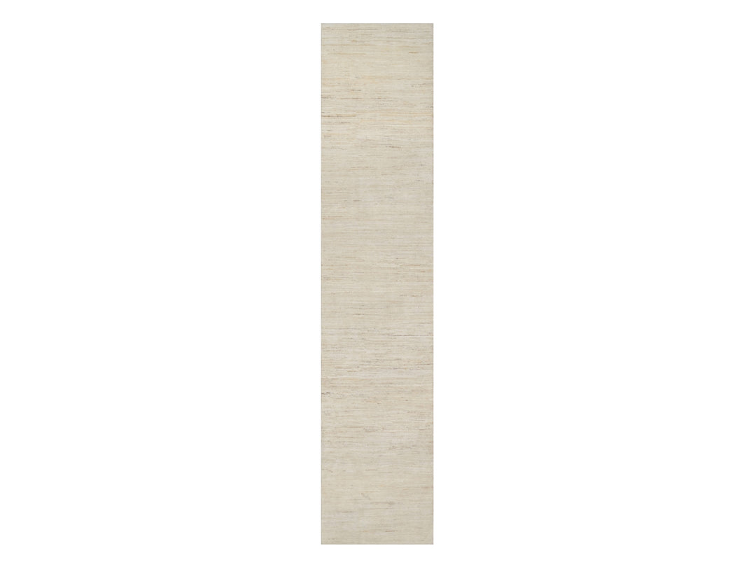 2'6" x 11'10" New Hand Knotted Ivory Wool Runner Oriental Rug - MOA10290763