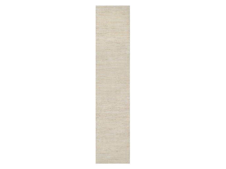 2'6" x 11'10" New Hand Knotted Ivory Wool Runner Oriental Rug - MOA10290764