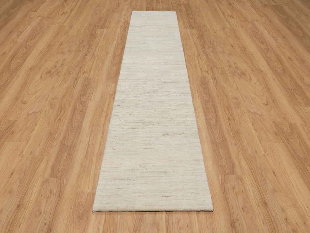 2'6" x 11'10" New Hand Knotted Ivory Wool Runner Oriental Rug - MOA10290764