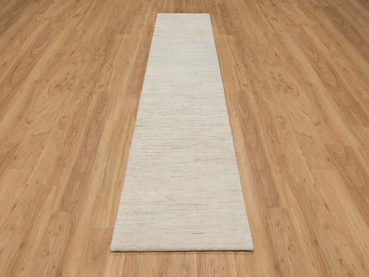 2'6" x 11'10" New Hand Knotted Ivory Wool Runner Oriental Rug - MOA10290764