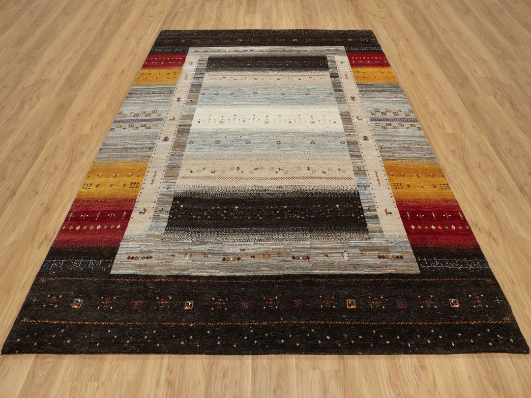8'0" x 9'9" New Hand Knotted Brown Wool Rectangle Oriental Rug - MOA10290766