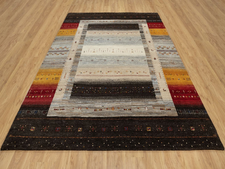 8'0" x 9'9" New Hand Knotted Brown Wool Rectangle Oriental Rug - MOA10290766