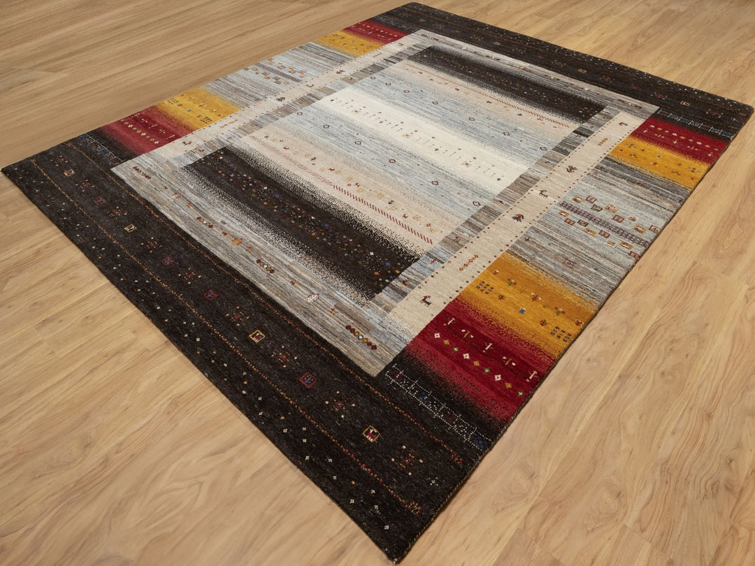 8'0" x 9'9" New Hand Knotted Brown Wool Rectangle Oriental Rug - MOA10290766