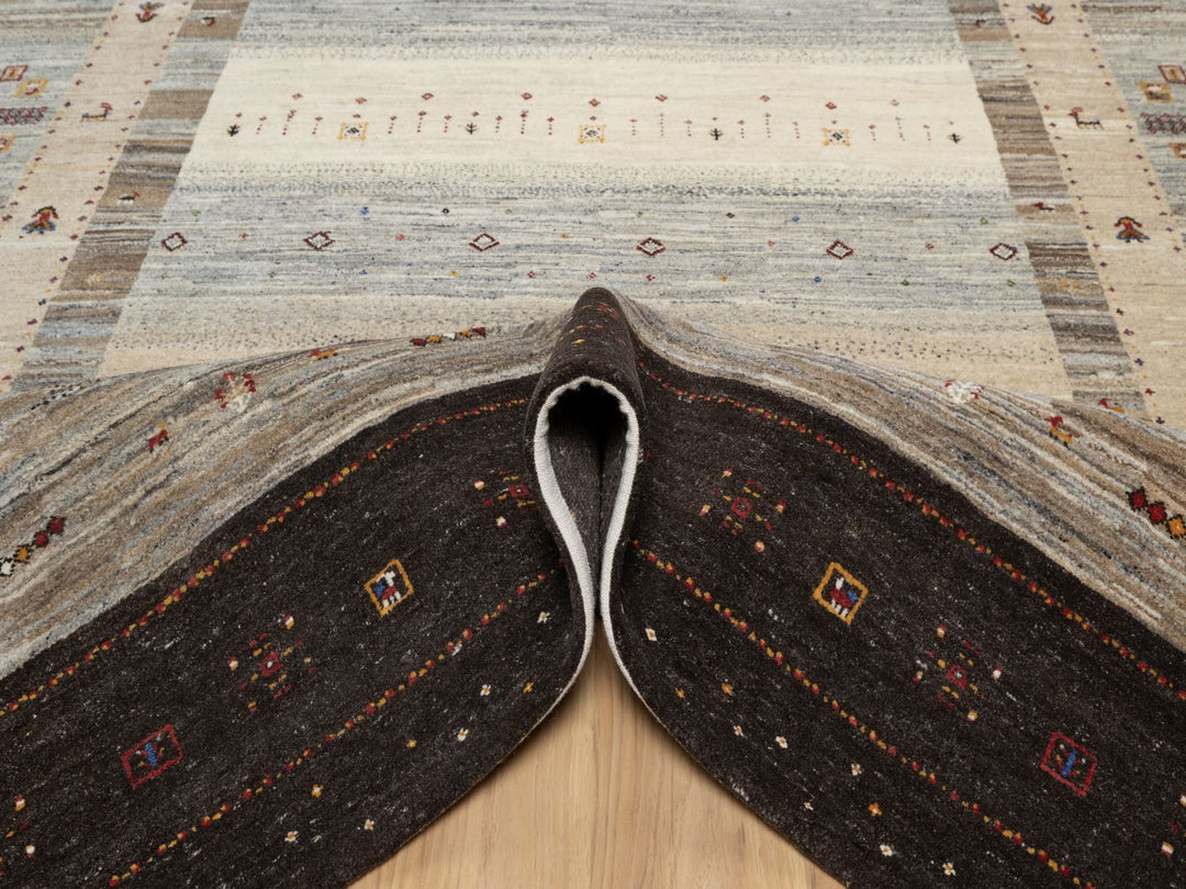 8'0" x 9'9" New Hand Knotted Brown Wool Rectangle Oriental Rug - MOA10290766