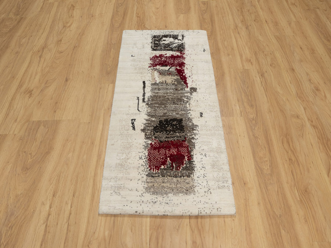 2'4" x 4'8" New Hand Knotted Ivory Wool Runner Oriental Rug - MOA10290768