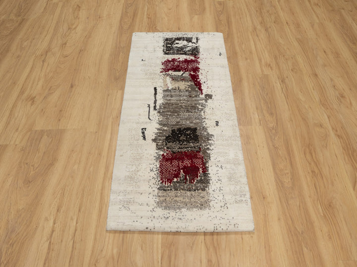 2'4" x 4'8" New Hand Knotted Ivory Wool Runner Oriental Rug - MOA10290768