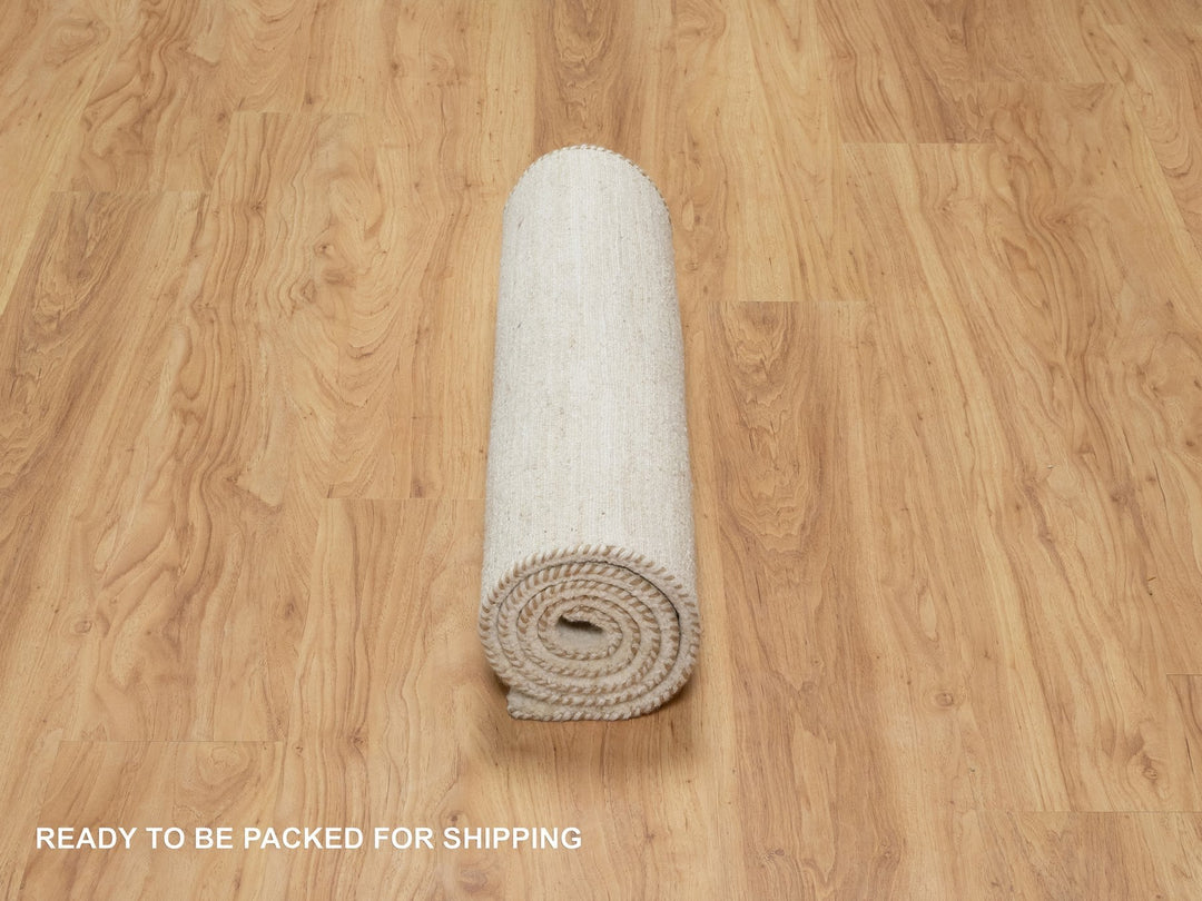 2'6" x 5'10" New Hand Knotted Ivory Wool Runner Oriental Rug - MOA10290772