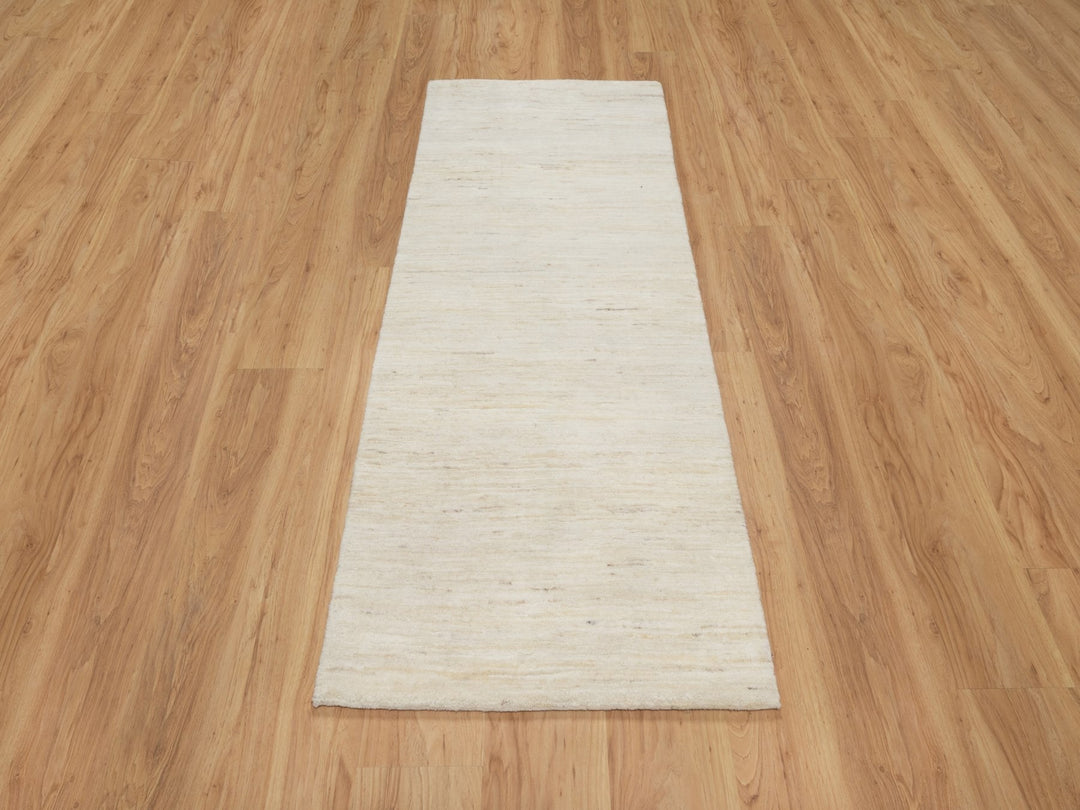 2'5" x 5'10" New Hand Knotted Ivory Wool Runner Oriental Rug - MOA10290773