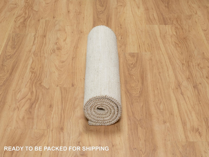 2'5" x 5'10" New Hand Knotted Ivory Wool Runner Oriental Rug - MOA10290773