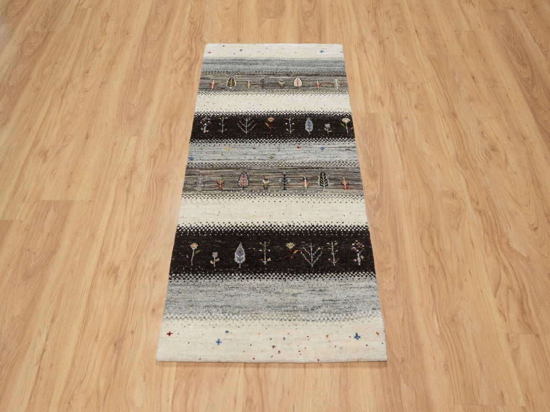 2'2" x 4'9" New Hand Knotted Ivory Wool Runner Oriental Rug - MOA10290774