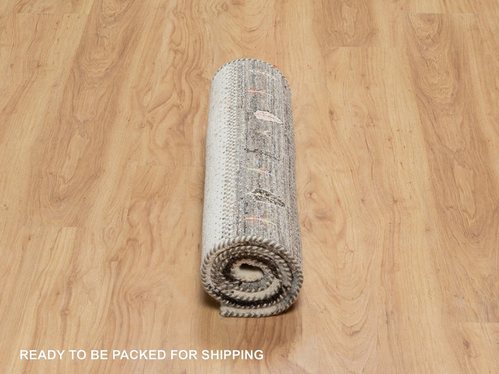 2'2" x 4'9" New Hand Knotted Ivory Wool Runner Oriental Rug - MOA10290774