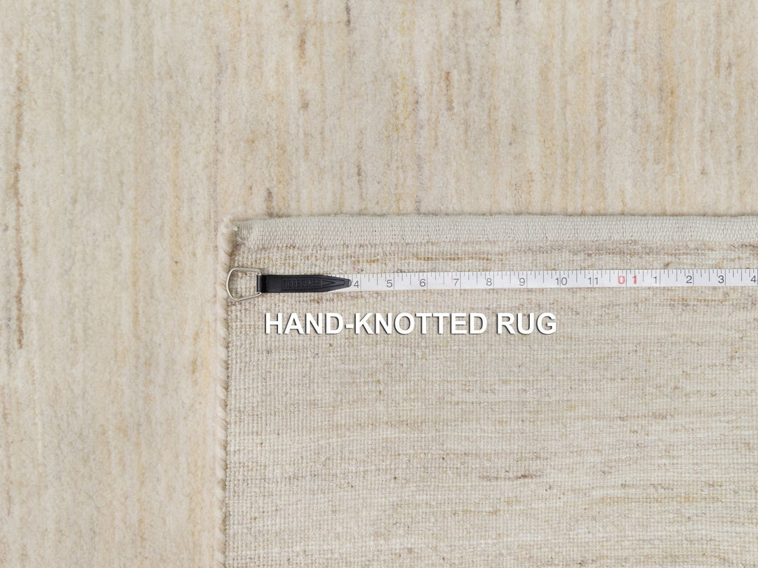 4'0" x 12'1" New Hand Knotted Ivory Wool Runner Oriental Rug - MOA10290777