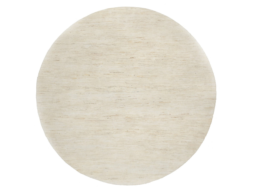 7'0" x 7'0" New Hand Knotted Ivory Wool Round Oriental Rug - MOA10290778