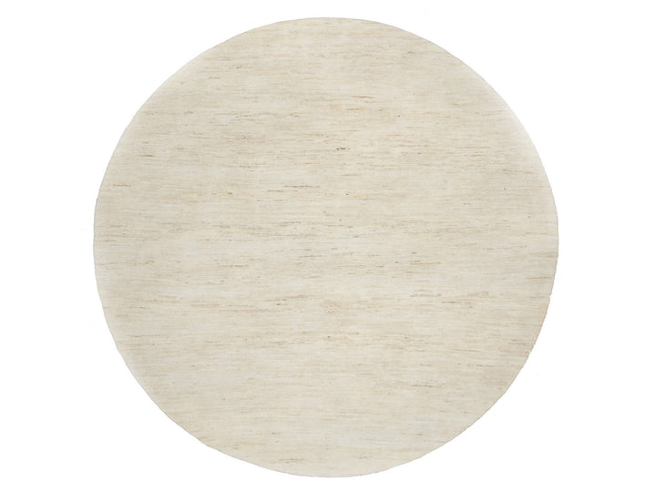 7'0" x 7'0" New Hand Knotted Ivory Wool Round Oriental Rug - MOA10290778