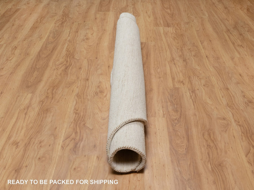 7'0" x 7'0" New Hand Knotted Ivory Wool Round Oriental Rug - MOA10290778