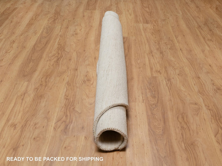 7'0" x 7'0" New Hand Knotted Ivory Wool Round Oriental Rug - MOA10290778