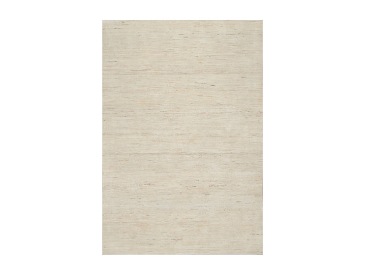 6'1" x 9'0" New Hand Knotted Ivory Wool Rectangle Oriental Rug - MOA10290779