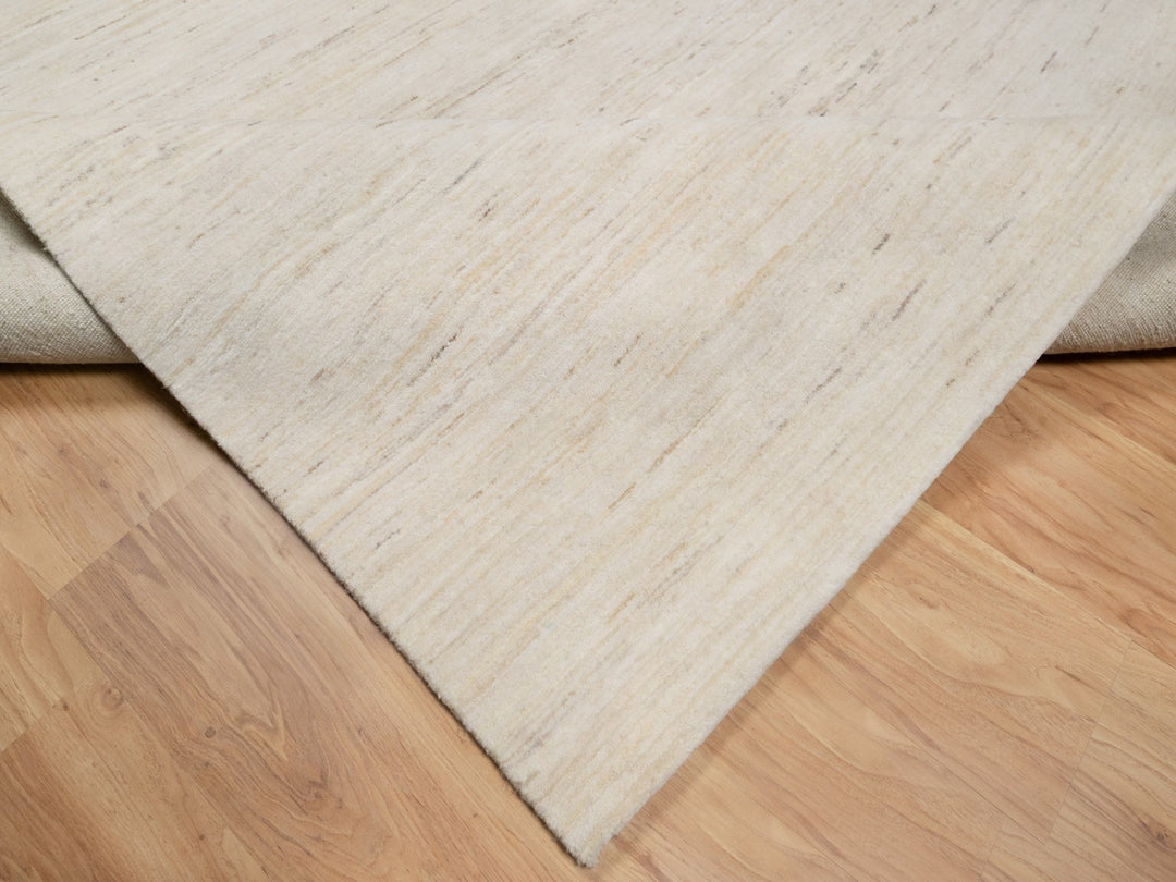 6'1" x 9'0" New Hand Knotted Ivory Wool Rectangle Oriental Rug - MOA10290779