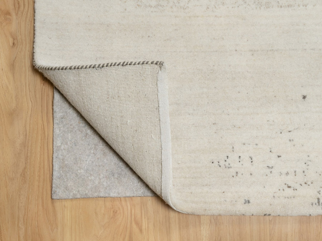 9'0" x 12'0" New Hand Knotted Ivory Wool Rectangle Oriental Rug - MOA10290782