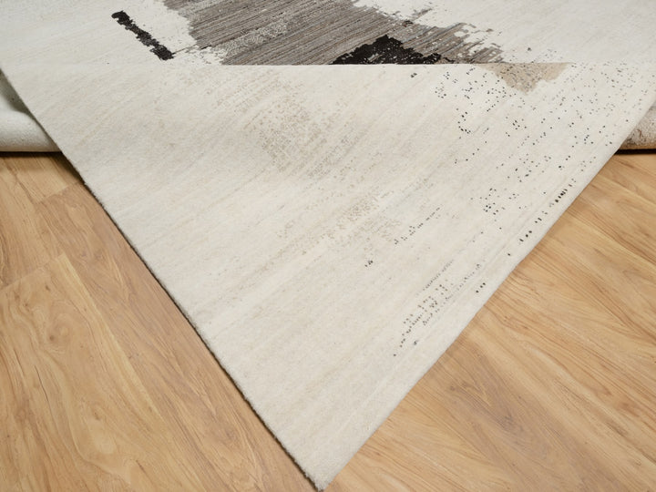 9'0" x 12'0" New Hand Knotted Ivory Wool Rectangle Oriental Rug - MOA10290782