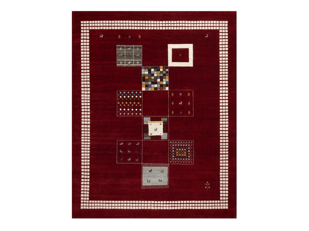 8'0" x 10'1" New Hand Knotted Red Wool Rectangle Oriental Rug - MOA10290784
