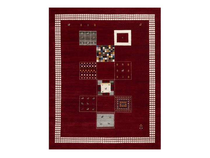 8'0" x 10'1" New Hand Knotted Red Wool Rectangle Oriental Rug - MOA10290784