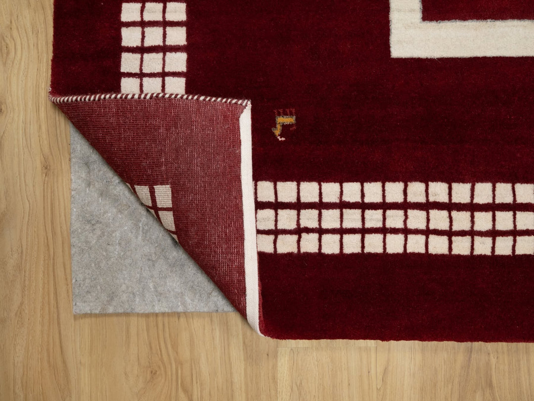 8'0" x 10'1" New Hand Knotted Red Wool Rectangle Oriental Rug - MOA10290784